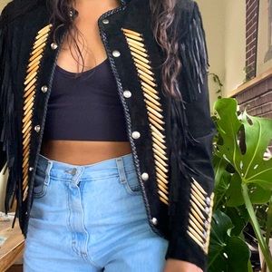 Overland rare vintage fringe bone leather jacket